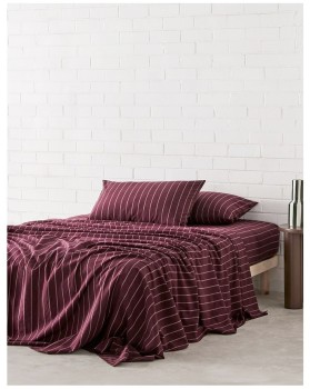 Vue-Stonewashed-Cotton-Sheet-Set-Black-Cherry-Stripe on sale