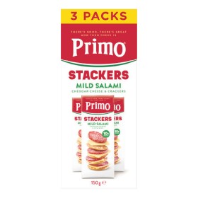 Primo+Stackers+Mild+Salami+Cheddar+Cheese+%26amp%3B+Crackers+150g+Pk+3+%26ndash%3B+From+the+Fridge