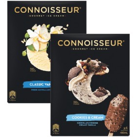 Connoisseur-Ice-Cream-Sticks-320-600ml-Pk-4-6 on sale