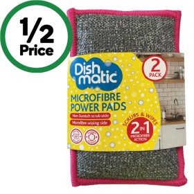 Dishmatic-Microfibre-Power-Pads-Pk-2 on sale