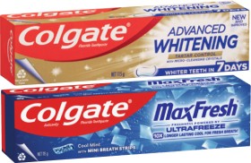 Colgate-Advanced-Whitening-Tartar-or-Max-Fresh-Toothpaste-115g on sale