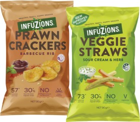 Infuzions-Veggie-Straws-or-Prawn-Crackers-90g on sale