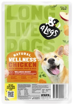 4-Legs-Natural-Wellness-Boost-Meatball-Dog-Food-Trays-870g on sale