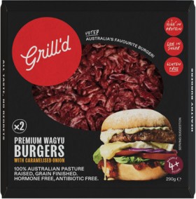 Grilld-Premium-Wagyu-Burgers-2-Pack-290g on sale