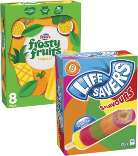 Peters+Frosty+Fruits+Sticks+or+Lifesavers+Icy+Poles+6+Pack-8+Pack+420mL-600mL