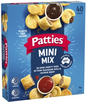 Patties+Mini+Mix+Party+Pies+%26amp%3B+Sausage+Rolls+40+Pack+1kg