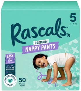 Rascals-Premium-Jumbo-Nappy-Pants-42-Pack-56-Pack on sale