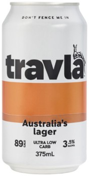 Travla+Mid+Strength+Lager+Cans+24x375mL