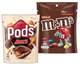 M%26amp%3BM%CA%BCs+120%E2%80%91180g%2C+Pods+160g+or+Maltesers+120%E2%80%91140g+Share+Pack+Selected+Varieties