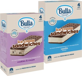 Bulla-Ice-Cream-Sandwiches-4-Pack-Selected-Varieties on sale
