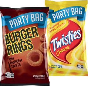 Burger+Rings+220g+or+Twisties+Party+Bag+125-270g+Selected+Varieties