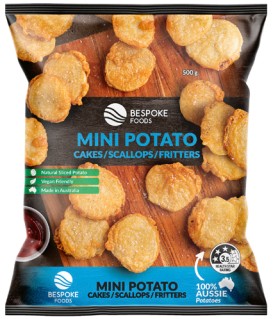 NEW-Bespoke-Pot-Mini-Potato-CakesScallopsFritters-500g on sale