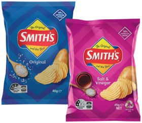 Smiths-Crinkle-Cut-Chips-45g-Doritos-Cheese-Supreme-or-Twisties-45g-Selected-Varieties on sale