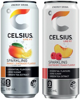 Celsius-Sparkling-Energy-Drink-330mL-Selected-Varieties on sale