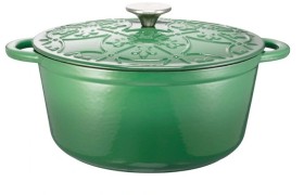 The-Cooks-Collective-Fleur-De-Lis-Casserole-26cm-Green on sale