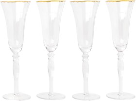 Heritage+Gabrielle+Champagne+Flute+Set+of+4+Gold+Rib