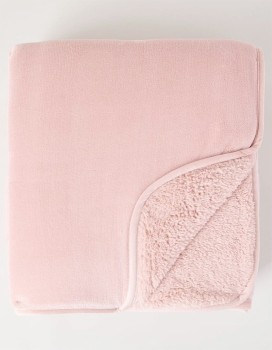 Heritage-Reversible-Sherpa-Blanket-Blush on sale