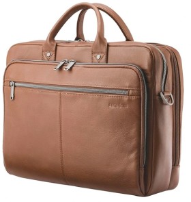 Samsonite-Classic-Leather-Toploader-Briefcase-Cognac-Brown on sale