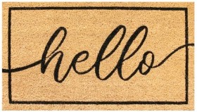Madras+Link+%26lsquo%3BHello%26rsquo%3B+70cm+x+40cm+Coir+Decorative+Door+Mat+in+Black