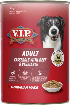 VIP+%26lsquo%3BAdult%26rsquo%3B+1.2kg+Casserole+with+Beef+and+Vegetables+Wet+Dog+Food+Pack+of+6
