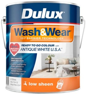 Dulux+Interior+Paint+Wash%26amp%3BWear+Low+Sheen+Antique+White+U.S.A.%26reg%3B+Ready+To+Go+Colour+-+4L