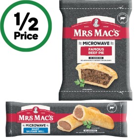 Mrs-Macs-Microwave-Pie-or-Sausage-Roll-140-175g on sale