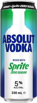 NEW-Absolut-Vodka-Mixed-With-Sprite-Zero-Sugar-Can-330mL on sale