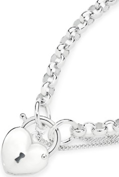 Sterling-Silver-Italian-Made-19cm-Solid-Padlock-Bracelet on sale