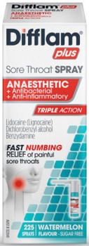 Difflam-Plus-Anaesthetic-Sore-Throat-Spray-Watermelon-Flavour-30mL on sale