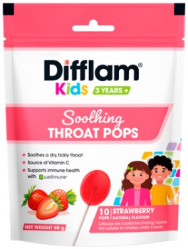 Difflam-Kids-3-Years-Soothing-Throat-Pops-Strawberry-Flavour-10-Pack on sale