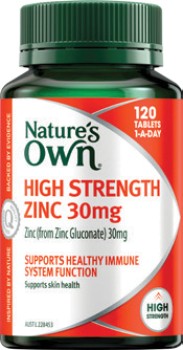Natures-Own-High-Strength-Zinc-30mg-120-Tablets on sale