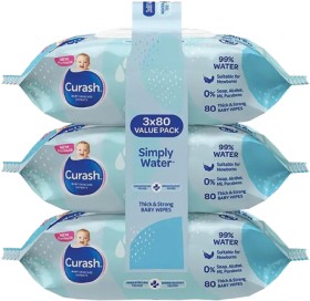 Curash-Simply-Water-Wipes-3-x-80-Pack on sale