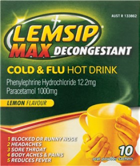 Lemsip-Max-Decongestant-Cold-Flu-Hot-Drink-Lemon-10-Oral-Powder-Sachets on sale
