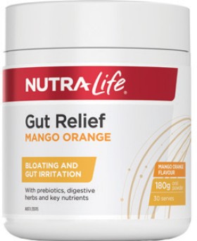 Nutra-Life-Gut-Relief-Powder-Mango-Orange-180g on sale