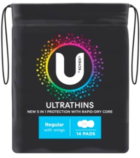U-by-Kotex-Ultrathins-Regular-Pads-With-Wings-14-Pack on sale