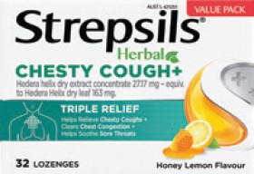 Strepsils-Herbal-Chesty-Cough-Honey-Lemon-32-Lozenges on sale