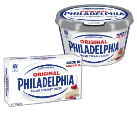 Philadelphia+Cream+Cheese+Block+or+Spreadable+Tub+250g+Selected+Varieties