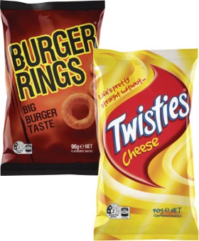 Twisties-Burger-Rings-or-Cheetos-65g-90g on sale