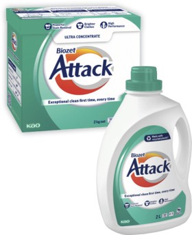 Biozet-Attack-Regular-Laundry-Liquid-2-Litre-or-Powder-2kg on sale