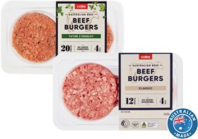 Coles-Classic-Burgers-400g-500g on sale