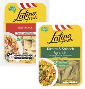 Latina-Beef-Ravioli-or-Ricotta-Spinach-Agnolotti-625g on sale