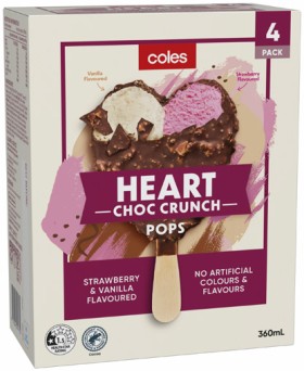 Coles-Strawberry-Vanilla-Heart-Choc-Crunch-Pops-4-Pack-360mL on sale