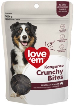 LoveEm-Dog-Treats-Kangaroo-Crunchy-Bites-100g on sale