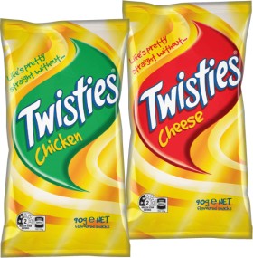 Twisties-or-Burger-Rings-90g-Selected-Varieties on sale
