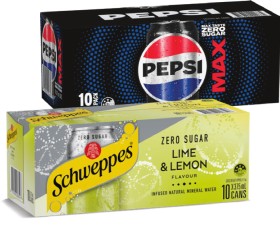 Pepsi-Solo-or-Schweppes-Infused-Natural-Mineral-Water-10x375mL-Selected-Varieties on sale