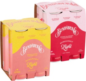 Bundaberg+Refreshingly+Light+Sparkling+Drink+4x250mL+Selected+Varieties