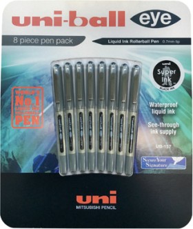 Uni-ball-Eye-Fine-Rollerball-Pens-Black-8-Pack on sale