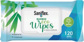 Saniflex+Antibacterial+Bamboo+Hand%2F+Surface+Wipes+120+Pack