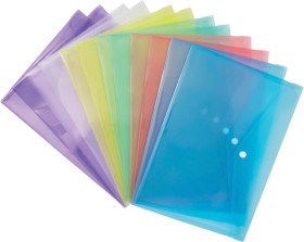 Keji-A4-Document-Wallets-with-Button-Closure-Assorted-12-Pack on sale