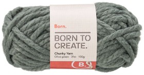 Born-Chunky-Yarn-100g-Olive-Green on sale